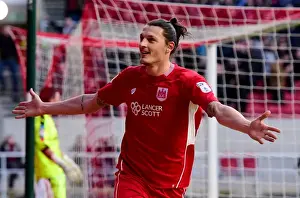 Milan Djuric's Epic Goal Celebration: A Thrilling Moment at Ashton Gate, 2017 (Bristol City v Rotherham United)