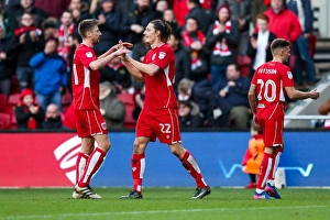 Bristol City V Rotherham United Prints: Milan Djuric's Thrilling Goal Celebration: Bristol City's Victory Moment vs Rotherham United (Feb 2017)