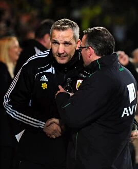 Images Dated 14th March 2011: Milen vs. Lambert: Championship Clash between Norwich and Bristol City Managers (14/03/2011)