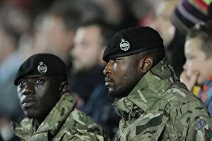 Images Dated 3rd November 2015: Military Personnel Honor Bristol City vs. Wolves Football Match at Ashton Gate, 2015