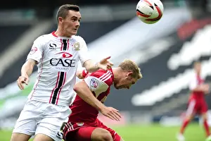 MK Dons V Bristol City Prints: Milton Keynes Dons Shaun Williams Fouls Bristol City's Scott Wagstaff during Milton Keynes Dons vs