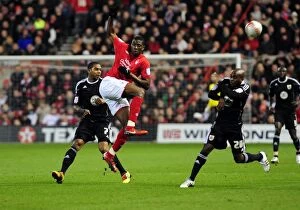 Images Dated 25th January 2011: Moussi Clears for Forest Against Bristol City, Championship 2011