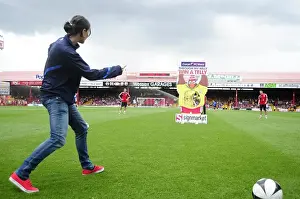 Bristol City V Bradford City Prints: Natalia Pablos Sanchon Takes on the Through My Belly Challenge at Ashton Gate during Bristol City vs Bradford City