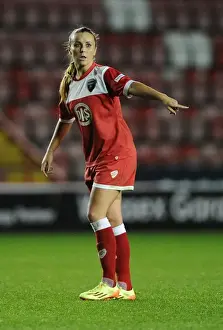 Framed Print : Natasha Harding in Action: Champions League Showdown between Bristol Academy and FC Barcelona at Ashton Gate