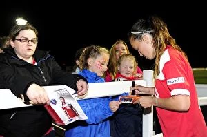 Images Dated 17th April 2014: Natasha Harding of Bristol Academy Signing Autographs During BAWFC vs Chelsea Ladies Match