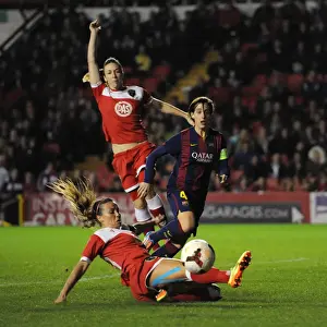 Natasha Harding's Heart-wrenching Miss: Bristol Academy WFC vs. FC Barcelona in Champions League