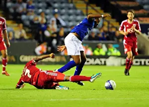 Leicester City V Bristol City Prints: Neil Danns vs. Marvin Elliott: Championship Clash at Leicester City's King Power Stadium (August 6)