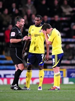 Images Dated 18th October 2011: Neil Kilkenny Disciplined by Referee in Crystal Palace vs. Bristol City Championship Match