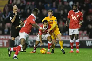 Bristol City V Preston North End Prints: Neil Kilkenny Stops Korey Smith's Quick Free Kick: Bristol City vs Preston North End