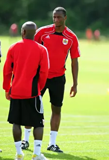 Pre-Season Training Prints: New Signing Kalifa Cisse Observes Training with Teammate Jamal Campbell-Ryce at Bristol City Pre-Season