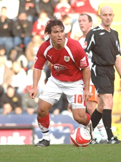 Bristol City V Blackpool Prints: Nick Carle in Action: Bristol City vs. Blackpool