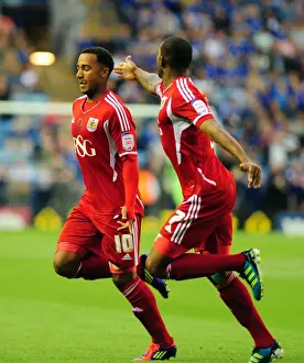 Leicester City V Bristol City Prints: Nicky Maynard Scores Opening Goal for Bristol City in Championship Match Against Leicester City