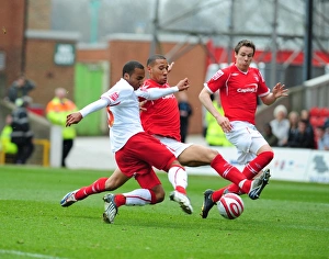 Nicky Maynard has his shot blocked by Joel