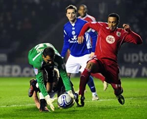 Images Dated 18th February 2011: Nicky Maynard Steals the Ball from Ricardo in Thrilling Championship Clash: Leicester City vs