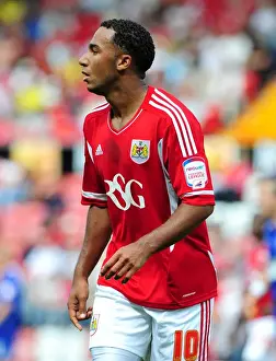 Bristol City V Ipswich Town Prints: Nicky Maynard Strikes for Bristol City Against Ipswich Town in Championship Match, 2011
