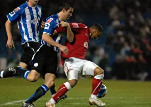 Sheffield Wednesday V Bristol City Prints: Nicky Maynard vs. Richard Wood: Intense Moment from Sheffield Wednesday vs. Bristol City