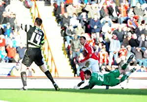 Bristol City V Scunthorpe United Prints: Nicky Maynard's Close Call: Bristol City vs Scunthorpe United