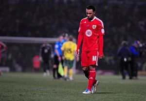 Images Dated 14th March 2011: Nicky Maynard's Disappointed Reaction: Norwich City vs. Bristol City, Championship Match, 14-03-2011