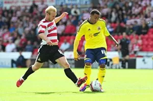 Images Dated 27th August 2011: Nicky Maynard's Early Effort Misses Target: Doncaster Rovers vs. Bristol City, League Cup 2011