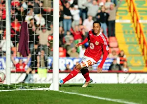 Bristol City V Burnley Prints: Nicky Maynard's Euphoric Championship Goal Celebration: A Memorable Moment at Ashton Gate (Bristol City vs Burnley)
