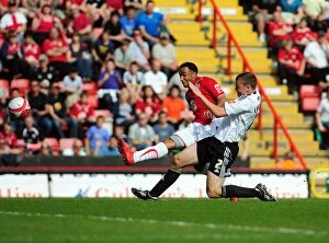Bristol City v Derby County Collection: Nicky Maynard's Goal Attempt vs. Derby County - Bristol City Championship Match, 2010