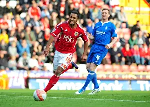 Bristol City V Birmingham City Prints: Nicky Maynard's Intense Effort: Bristol City vs Birmingham City