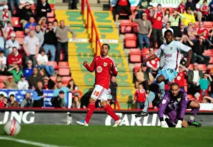 Bristol City V Burnley Prints: Nicky Maynard's Near Miss: Bristol City vs Burnley, Championship 2011