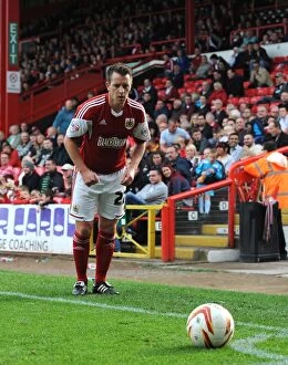 Images Dated 28th September 2013: Nicky Shorey Readies Corner Kick for Bristol City in Sky Bet League One Clash Against Colchester
