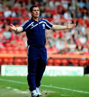 Bristol City V Derby County Prints: Nigel Clough at the Helm: Championship Showdown between Bristol City and Derby County at Ashton Gate (April 2010)
