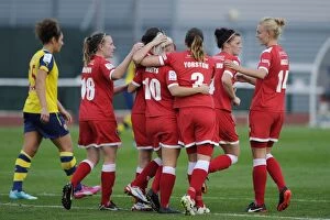 BAWFC v Arsenal Ladies Collection: Nikki Watts Scores and Celebrates: Bristol City FC's Glorious Moment Against Arsenal Ladies (FA WSL)