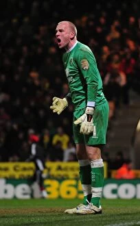 Images Dated 14th March 2011: Norwich City's John Ruddy Saves: Norwich City vs. Bristol City, Championship 2011