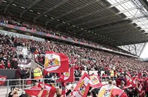 Bristol City V Birmingham City Prints: Packed Lansdown Stand: The Thrilling Atmosphere of Bristol City vs Birmingham City at Ashton Gate
