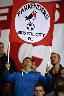 Bristol City V Nottingham Forest Prints: Passionate Bristol City Fan in Atyeo Stand during Bristol City vs Nottingham Forest Match at Ashton Gate