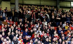 Images Dated 29th October 2016: Passionate Bristol City Fans at Oakwell Stadium, Sky Bet Championship (October 2016)