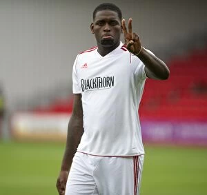 Images Dated 27th July 2013: Peace Gesture by Jay-Emmanuel Thomas: Bournemouth vs. Bristol City Friendly (2013)