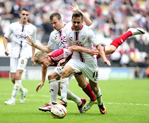 English Prints: Penalty Dispute: Joe Bryan vs. Kay and Baldock (Bristol City vs. Milton Keynes Dons)