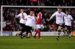 Bristol City V Swansea City Prints: Pratley's Goal Celebration: Swansea Stuns Bristol City in Championship Match