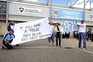 Protesting Coventry Fans Outside Sixfields Stadium During Coventry V Bristol City Match, Sky Bet League One