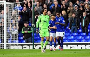 Images Dated 3rd March 2012: Protesting Protest: David James Disputes Ipswich Town's Second Goal vs. Bristol City (March 3, 2012)