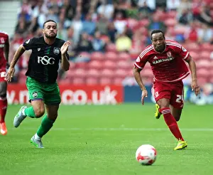 Middlesbrough V Bristol City Prints: Race for the Ball: Derrick Williams vs Emilio Nsue in Middlesbrough vs Bristol City Championship Clash