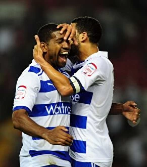 Images Dated 27th September 2011: Reading Football Club: Jobi McAnuff and Mikele Leigertwood Celebrate Championship Victory Over