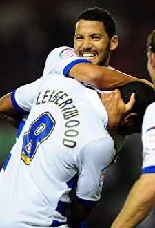 Bristol City v Reading Collection: Reading's McAnuff and Leigertwood Celebrate Championship Victory over Bristol City, September 2011