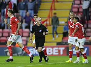 Bristol City V Leyton Orient Prints: Referee Disallows Sam Baldock's Goal: Foul on Leyton Orient's Legzdins (Bristol City vs Leyton Orient)