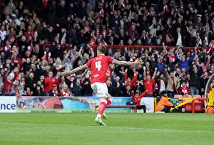 Roaring Victory: Aden Flint's Goal Celebration in Packed Williams Stand at Ashton Gate - Bristol City vs Walsall