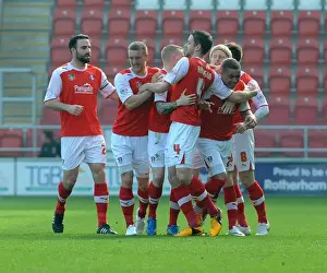 Rotherham United V Bristol City Prints: Rotherham United's James Tavernier Scores and Celebrates with Team Mates Against Bristol City (2014)