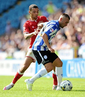 Images Dated 8th August 2015: Ryan Fredericks Closes In on Jack Hunt - Intense Action from Sheffield Wednesday vs. Bristol City