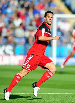 Leicester City V Bristol City Prints: Sam Baldock of Bristol City Faces Off Against Leicester City in Championship Clash