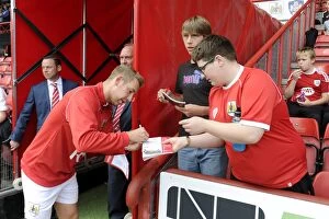 Images Dated 13th September 2014: Scott Wagstaff of Bristol City Signing Autographs at Ashton Gate, 13 September 2014