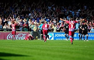Images Dated 17th April 2010: Scunthorpe United's Gary Hooper and Teammates Celebrate Goal Against Bristol City - Championship
