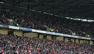 MK Dons V Bristol City Fans Prints: Sea of Scarves: Bristol City Fans Show Support at Stadium MK during MK Dons vs